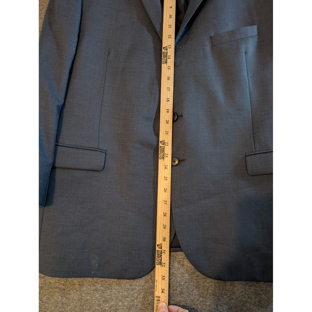 JOS A BANK  sport coat suit jacket blazer solid blue 100% WOOL 52 R Slim Fit‎ - Picture 3 of 13